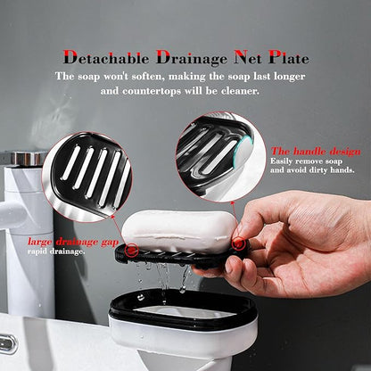 2Pack Travel Soap Container, Leakproof Travel Soap Box Bar Soap Dish Case with Silicone Band,Portable Soap Case with Lid for Bathroom, Camping, Gym, Travel