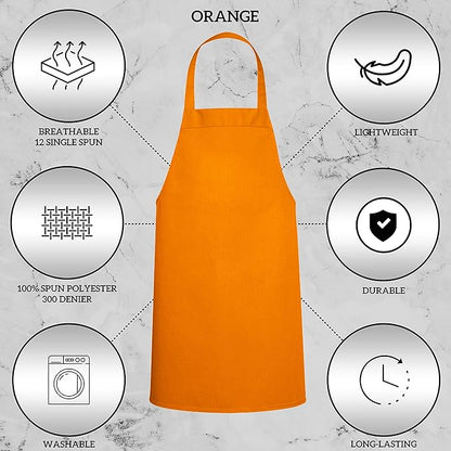 GREEN LIFESTYLE 12 Pack Professional Chef Apron – Grilling Aprons for Men, Waterproof Cooking Apron for BBQ, Work or Restaurant Use, Kitchen Aprons for Women – Orange, No Pockets - Image 4
