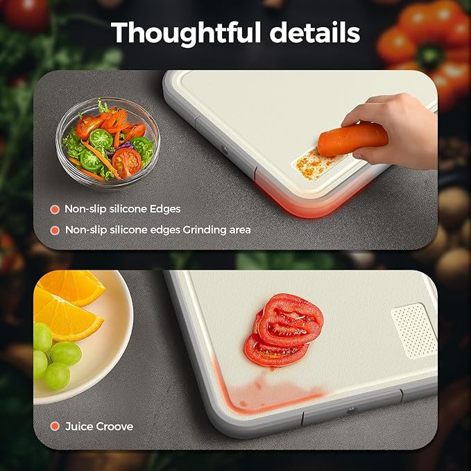 Sumzzz 2-in-1 Stainless Steel Cutting Board, Double-Sided for Raw Meat & Vegetables, Dishwasher Safe, Easy to Clean, Non-Slip Large Chopping Board with Juice Groove, Ideal for Home Kitchen (16”×11”) - Image 7