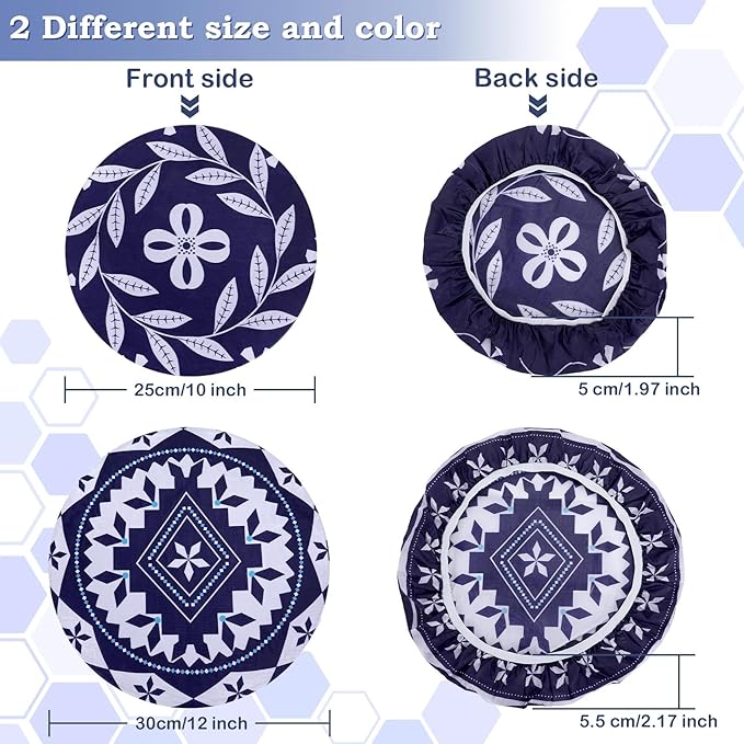 2 Large Reusable Beeswax Bowl Covers for Bread Proofing, 10/12 Inch Elastic Beeswax Wraps Cotton Cloth Sourdough Bowl Covers for Proofing Baskets, Mixer Bowls, Food Storage Containers