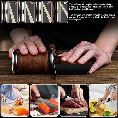 Rolling Knife Sharpener Tool Kit, Multi-Angle Magnetic Roller Sharpeners for Kitchen Knives, Diamond&Ceramic Knife Sharpening System Set, Offers 12&15&20&25 Degree Sharpening - Image 2