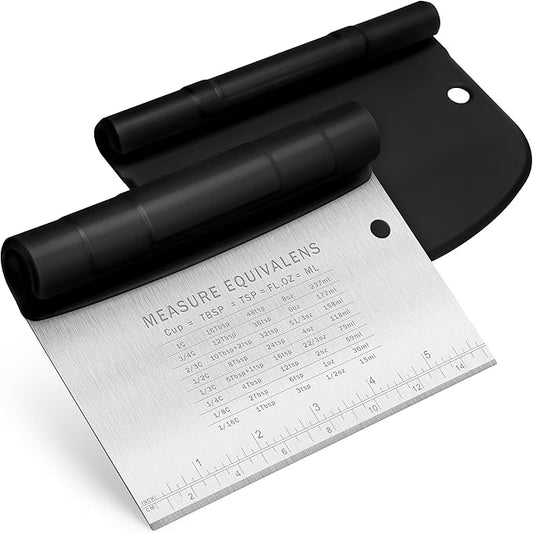 Urbanstrive Bench Scraper for Baking, Stainless Steel Dough Cutter and Scraper Tool Kitchen, Kitchen Scraper Food Scraper Tool Pizza Cutter Food Chopper, Multi-Purpose Kitchen Gadgets, Black by Urbanstrive