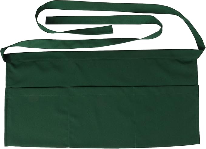 Resist water 3 big Pockets Waist Server Apron Kitchen Restaurant Unisex Half Aprons by SEW+UR+LIFE