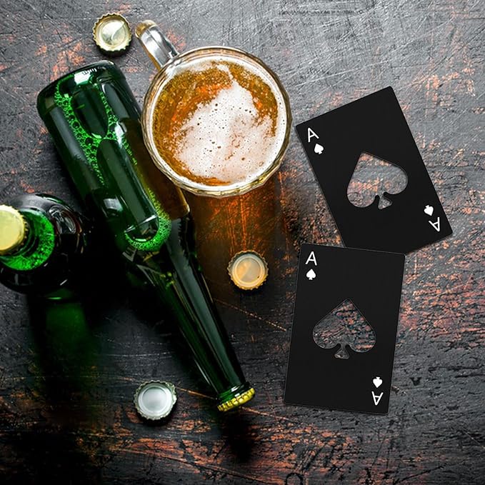 Ace Of Spades Bottle Opener Credit Card Size Pocker Cap Opener Portable Stainless Steel Can Opener (4 Pack Black) - Image 5