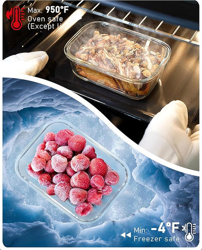 2-Pack Glass Food Storage Containers with Tempered Lids (21.3oz/2.7cup) - Airtight Snap Lock, Microwave & Oven Safe (-4℉~ 950°F), Freezer to Baking Dish, BPA-Free, Gift Box (Pink)
