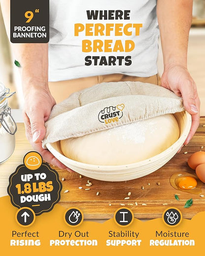 CRUSTLOVE Sourdough Kit inkl. 7 different Bread Making Tools like a 9 inches Sour dough Banneton Bread Proofing Basket - Bread Making Kit, Banneton-Basket, Sourdough-Starter-Kit-Supplies, Baking-Kit - Image 3