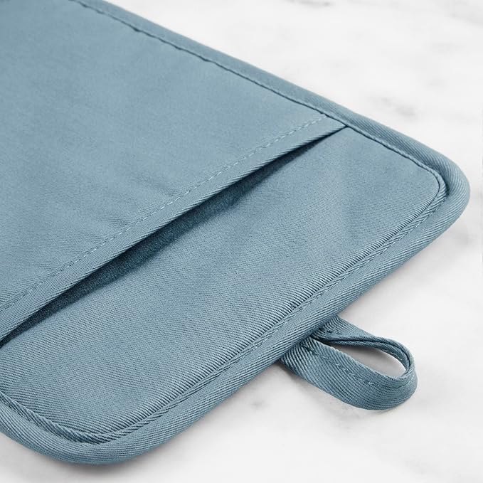 KitchenAid Ribbed Soft Silicone Pot Holder 2-Pack Set, Fog Blue, 7"x9" - Image 4
