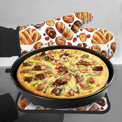 Oven Mitt and Pot Holders Sets - Food Oven Gloves Hot Pads Set of 2 Bread Kitchen Mitts for Cooking BBQ Baking Grilling - Image 7