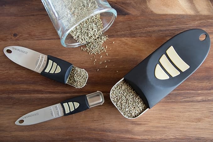 KitchenArt Cook’s Pro Adjust-A-Measure Set, 3-Piece, Satin,Black and Silver - Image 2