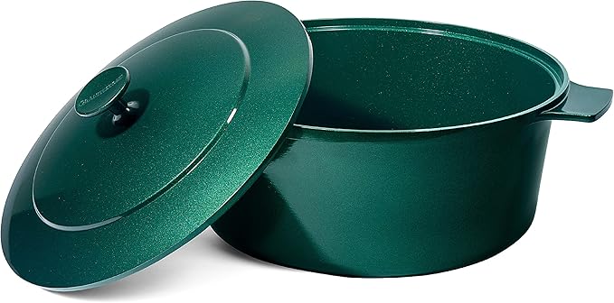 Granitestone Dutch Oven, 6.5 Quart Ultra Nonstick Enameled Lightweight Aluminum Dutch Oven Pot with Lid, Round 6.5 Qt. Stock Pot, Dishwasher & Oven Safe Induction Capable 100% PFOA Free, Emerald Green by Granitestone+