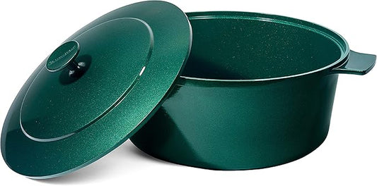 Granitestone Dutch Oven, 6.5 Quart Ultra Nonstick Enameled Lightweight Aluminum Dutch Oven Pot with Lid, Round 6.5 Qt. Stock Pot, Dishwasher & Oven Safe Induction Capable 100% PFOA Free, Emerald Green by Granitestone+