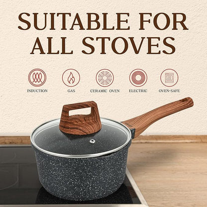 Bakken-Swiss 14-Piece Kitchen Cookware Set – Granite Non-Stick – Eco-Friendly – PFOA, PFOS, and PTFE Free for All Stoves & Oven-Safe - Marble coatin - Image 6