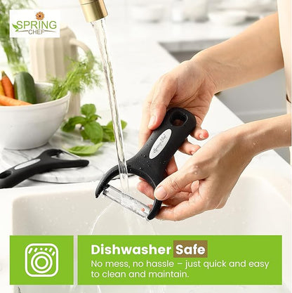 Spring Chef Vegetable Peelers for Kitchen - Stainless Steel Swivel, Y & Julienne Peelers, Potato Peelers with Soft Grip Handles, Kitchen Utensils Set of 3 for Fruits, Veggies, Apples, Carrots - Image 8
