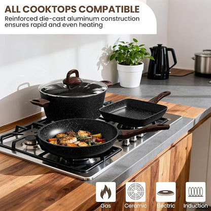 Pots and Pans Set Non Stick, 31 Piece Kitchen Induction Cookware & Bakeware Set, Nonstick Kitchen Cooking Pans Set with Frying Pans Set Grill Pan Saucepan Baking Sheet & Utensils, PFOA Free - Image 8