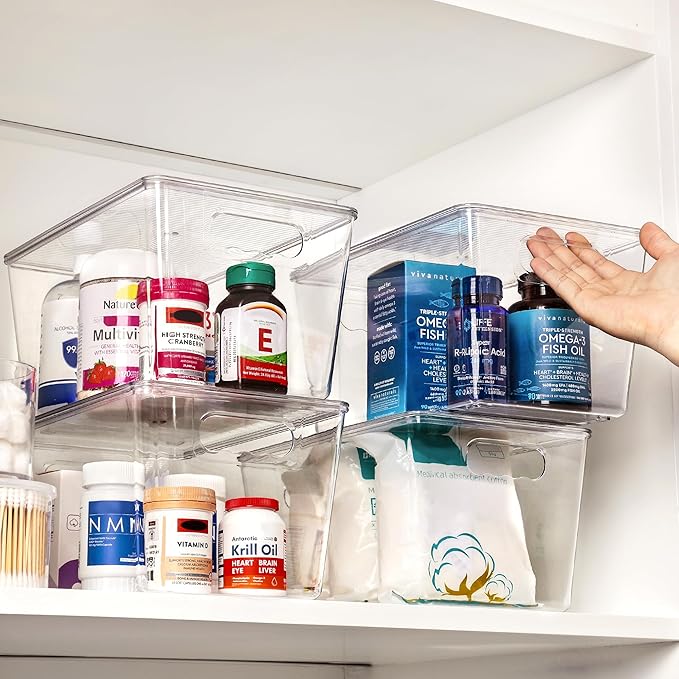 Vtopmart 10 Pack Clear Stackable Storage Bins with Lids, Large Plastic Containers with Handle for Pantry Organizer and Storage,Perfect for Kitchen,Fridge,Cabinet, Closet,Bathroom Organization - Image 7