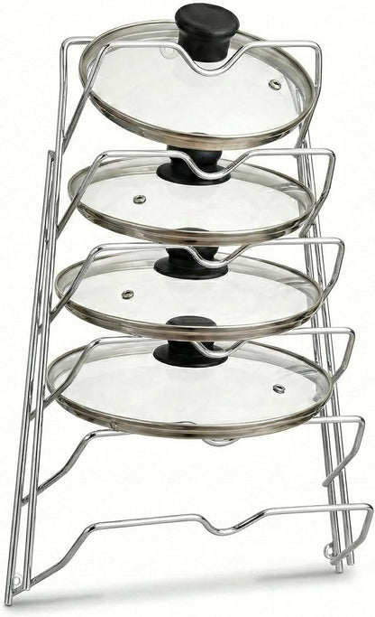 Evelots 6-Tier Pot Lid Organizer for Cabinet Door or Pantry Wall - Pots and Pans Lid Holder Rack - Glass or Metal Pan Covers Cabinet Organizer Kitchen Storage - Chrome Finished