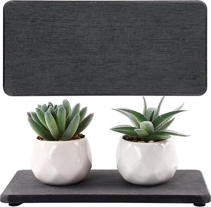 NiuYichee 2 Pcs Water Absorbing Stone Trays, Kitchen/Bathroom Sink Soap Dish, Diatomite Tray Used for Hand Soap & Cosmetic Bottles in The Modern Home, 4" W x 8.3" L, Dark Gray