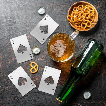Ace Of Spades Bottle Opener Credit Card Size Pocker Cap Opener Portable Stainless Steel Can Opener (4 Pack Silver) - Image 6