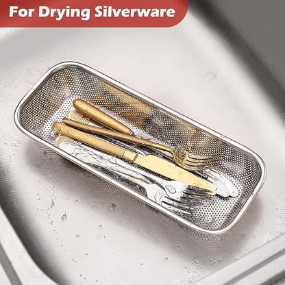 2Pack Stainless Steel Tumbler Cup Lid Organizer Inside Cabinet, Mason Jar Lid Holder, Rectangular Basket for Storage of Silverware, Chopsticks, straws and Utensils - Image 5