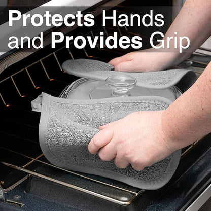 RITZ Terry Potholder & Hot Pad: Unparalleled Heat Resistant, Durable 100% Cotton – Ergonomically Designed for Optimal Grip – Easy-Care Machine Washable – 4-Pack, Titanium Grey - Image 5