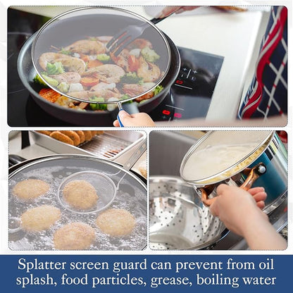 8 Inch Grease Splatter Screen Guard Stainless Steel Splash Screen Protector Guards with Handle Splash-Proof Frying Pan Mesh Pot Lid Cover for Kitchen Cooking Gadgets - Image 5