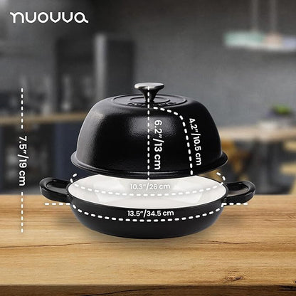 Enamelled Cast Iron Dutch Oven Pot – Dutch Oven For Sourdough Bread Baking – Cast Iron Bread Pot – Black, 6 Quarts, 26cm – by Nuovva - Image 2