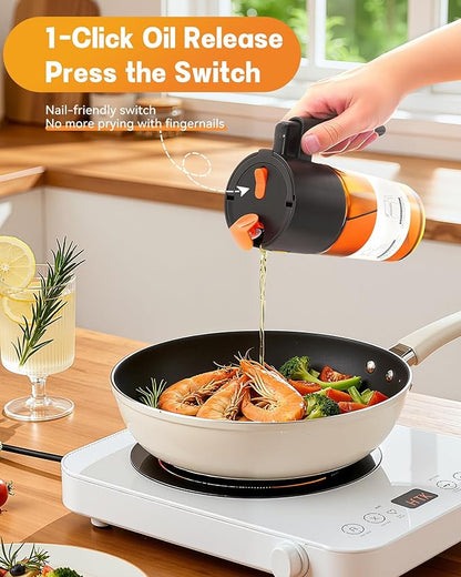 OURCABECUE Upgrade 2 in 1 Oil Sprayer for Cooking, 17oz Light-Blocking Glass Olive Oil Dispenser Bottle for Kitchen,Food-Grade Oil Mister with 8 Stickers for Salad, Frying(Amber Bottle-Black Gap) - Image 5