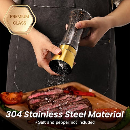 VEVOK CHEF Gold Salt and Pepper Grinder Mill Set Stainless Steel Pepper Shaker Adjustable Ceramic Coarseness Salt Grinder Black Pepper Spice Grinder Mill - Image 5