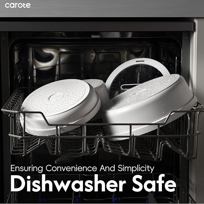 CAROTE 22pcs Pots and Pans Set Non Stick, Detachable Handle Cookware Set White, RV Cooking Set, Dishwasher/Oven/Fridge Safe, Pot and Pan Set, Induction Cookware - Image 7