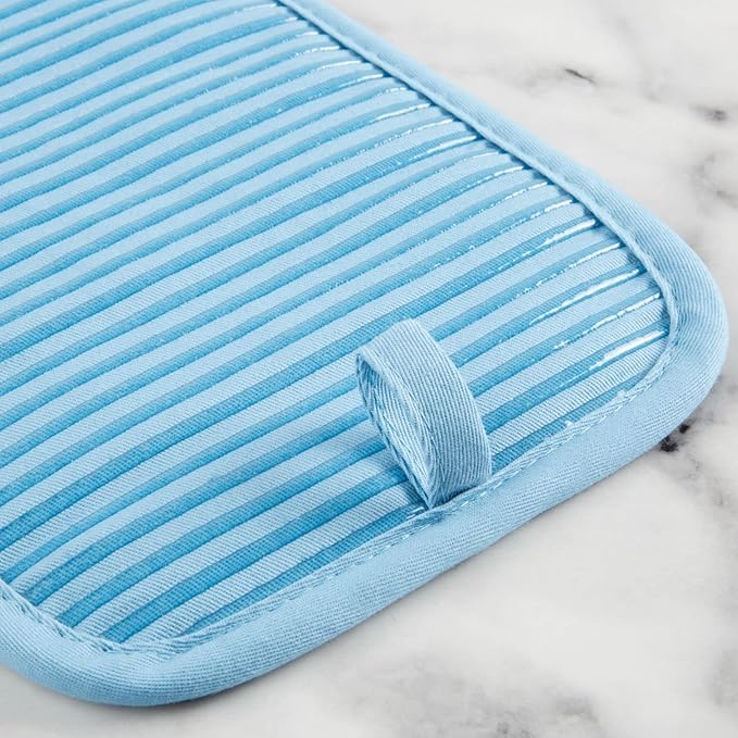 KitchenAid Quilted Cotton Terry Cloth Oven Mitt, Pot Holder, Kitchen Towel 4-Pack Set, Heat Resistant, Silicone Grip, Gift Set, Blue Velvet, 16"x26", 7"x13" & 7"x10" - Image 6