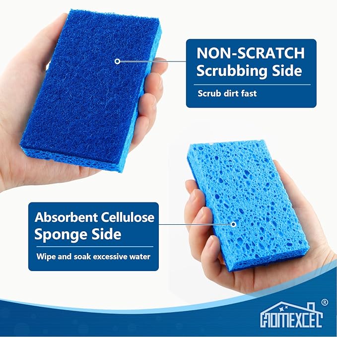 HOMEXCEL Sponges Kitchen 24pcs, Non-Scratch Scrub Dish Sponge Safe on Non-Stick Cookware, Dual Sided Cleaning Sponges for Kitchen, Household, Bathroom and More - Image 2