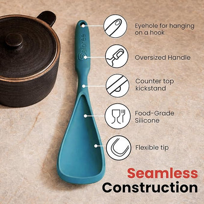 Silicone Spoon Spatula for Cooking - Multifunction Scoop Spatula Spoonula - Heat Resistant Cooking Spoon for Nonstick Cookware - Large Silicone Kitchen Spoon - Seamless Design (Gray/Teal,2pcs) - Image 9