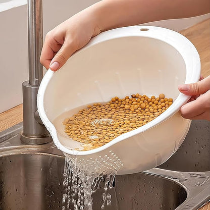 Japanese Rice Washing Bowl Quinoa Washer Strainer Small Grains Cleaner Plastic Side Drainers Colander for Rinsing Fruits, Vegetables and Beans, BPA-Free