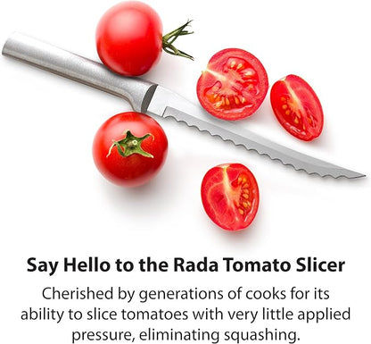 Rada Cutlery Tomato Slicer Knife (R126), 5" Stainless Steel Serrated Blade, Silver Handle, Pack of 2