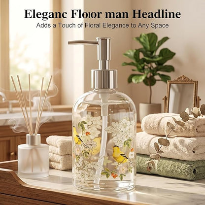 Topadorn 17oz Glass Soap Dispenser with Plastic Pump for Kitchen and Bathroom, Refillable Clear Bottle for Dish Soap & Hand Soap