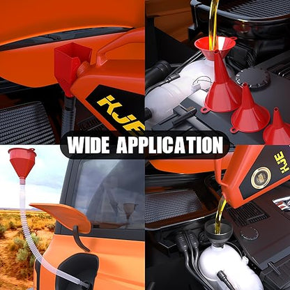 KJE 19 Pcs Automotive Funnel Set, Spout Replacements, Plastic Wide Mouth Transmission Funnels, Flexible Oil Funnel Kit for Automotive Use - Image 9