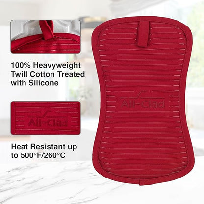 All-Clad Premium Pot Holder & Heating Pad, (2-Pack) Heat Resistant to 500 Degrees, 100% Cotton 10"x6.25" for Kitchen and Barbeque, Chili Red - Image 4