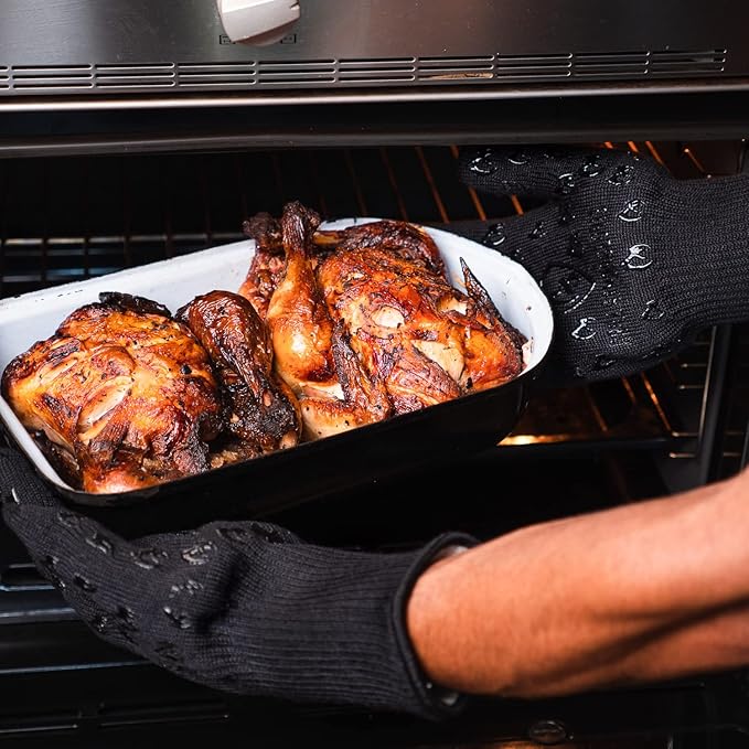 Grill Armor Oven Gloves with Fingers – Extra Long Cuff, 932°F Heat, Fire & Cut Resistant Mitts for BBQ, Grill, Cooking, Grilling, Baking & Smoker - Image 3