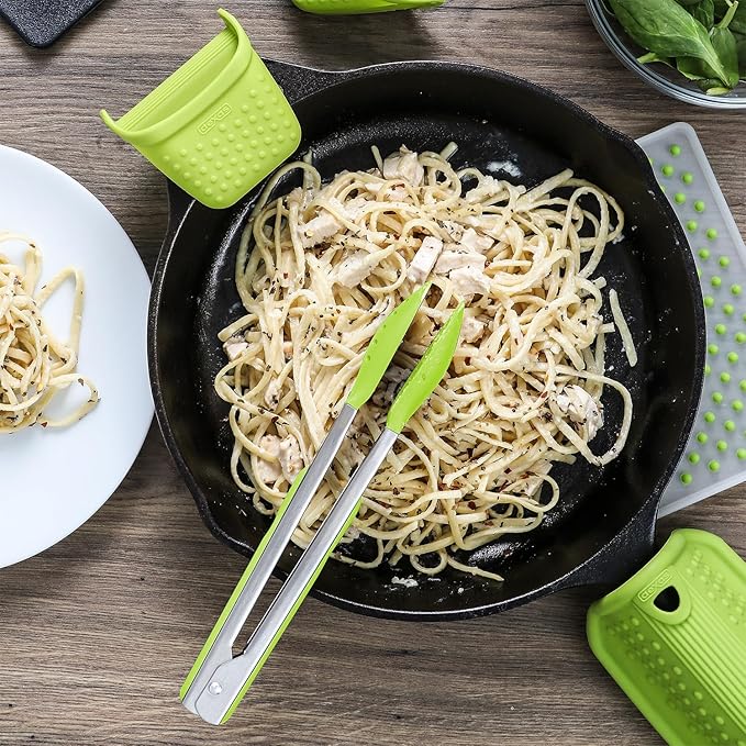 Dexas Spoon & Strain Tongs with Gravity open & Close Operation, 12", Green - Image 2