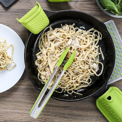 Dexas Spoon & Strain Tongs with Gravity open & Close Operation, 12", Green - Image 2