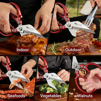 MAD SHARK Heavy Duty Kitchen Scissors, Dishwasher Safe All Purpose Kitchen Shears, Premium Sharp Poultry Shears for Turkey, Meat, Seafood, Vegetables, Stainless Steel Blades, Gifts for Men Women