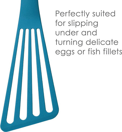 Rachael Ray KitchenTools and Gadgets Nylon Cooking Utensils / Spatula / Fish Turners - 2 Piece, Light Blue - Image 5
