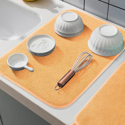 GeeRic Microfiber Dish Drying Mat, Super Absorbent Kitchen Dish Drying Pad for Mother's Day, Reversible Gift Mats for Countertop, 12*16 inch Yellow-Orange - Image 6