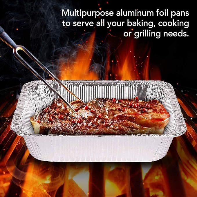 Stock Your Home 9x13 Aluminum Pans (20 Pack) - Disposable & Recyclable Foil Tray- Half Size Steam Table Deep Pans - Tin Foil Pans for Cooking, Heating, Storing, Prepping Food, BBQ, Grilling, Catering - Image 4