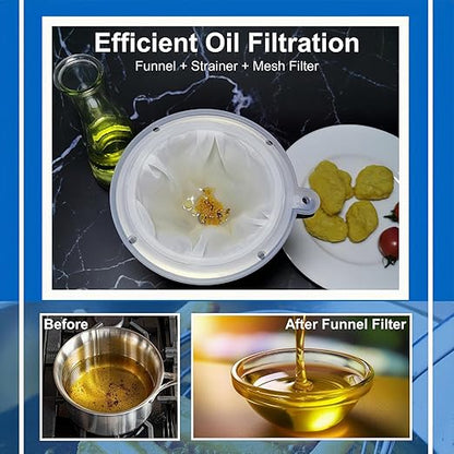 Kitchen Funnel with Strainer and 200 Fine Mesh Filter, 5 Inch Food Grade 18/8 Stainless Steel Fryer Oil Filter Funnel, Funnels for Kitchen use Filling Bottles, Cooking Oil Filter Strainer - Image 4