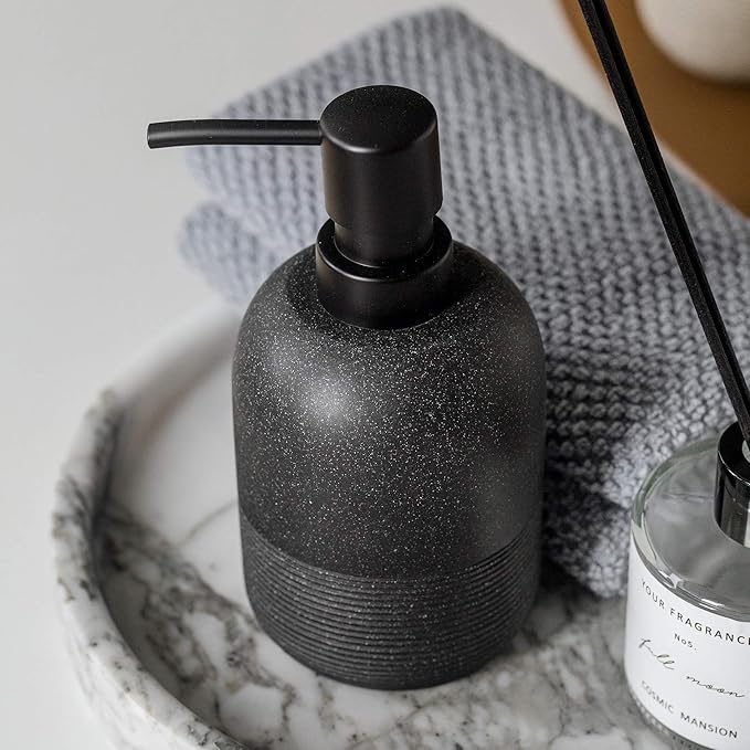 GalDal Matte Black Soap Dispenser Sets with Pump,Hand Soap and Lotion Dispenser for Bathroom Countertop,Morden Soap Dispenser for Kitchen-10.6oz. - Image 2