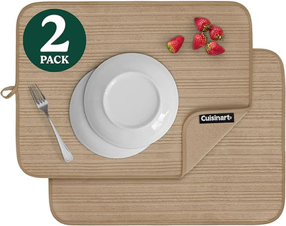 Cuisinart Dish Drying Mats for Kitchen Counter - (2) 18" x 24" Ultra Absorbent Dish Drying Mat XL - Foldable, Machine Washable, Fast Drying Dish Mat (Horizontal Stripes) by BestBrands