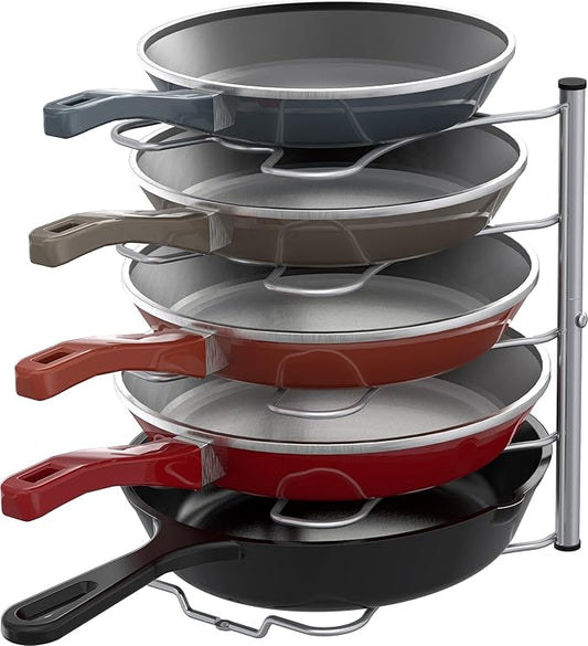 Simple Houseware Cabinet Pantry Pot and Pan Organizer Holder Rack, Silver by SimpleHouseware
