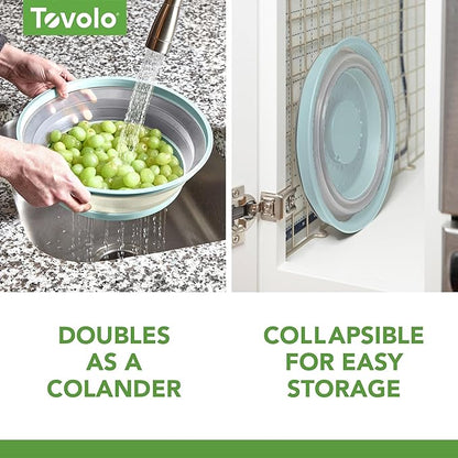Tovolo Large Microwave Splatter Cover Blue Haze 13 inch Collapsible Silicone Splatter Cover for Extra Large Microwaves, Dishwasher Safe Vented Plate Guard BPA Reheating Cover for Food - Image 4