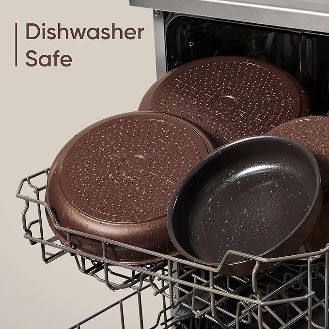 CAROTE Pots and Pans Set, Ceramic Cookware Set Non Stick with Detachable Handle, RV Kitchen Cooking Set, Induction & Oven Safe, Non-Toxic, PFAS and PFOA Free, Dark Choco, 19 Pcs - Image 6
